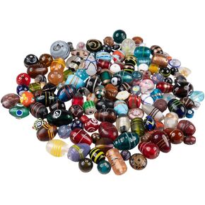 Craft County Glass Bead Mix – 1 LB Bag of Assorted 10mm-16mm Round Beads for Jewelry Making and Crafting – Silver Foil