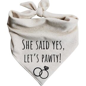 She Said Yes! Let’s Pawty Dog Bandana Engagement Announcement Wedding Party Celebrate pet attite (Large)