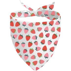 JXGZSO 1 Piece Strawberry Dog Bandana Summer Tie On Scarf Strawberry Fields Pet Accessory (Pink Strawberry Dog)