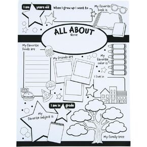 Fun Express All About Me Posters for Kids - 30 Color Your Own Star Posters - DIY School Classroom, Daycare, Preschool, Kindergarten Activities