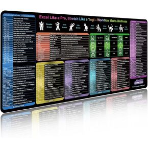 Excel Cheat Sheet Desk Mat, Over 150 Shortcuts & Formulas Desk Pad [10 Modules], Large XL Excel Short Cut Mouse Pad, Non-Slip&Waterproof Office & Gaming Mousepad | Accountants,Students,Employee Gifts