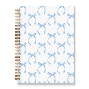 BAYOGITA Blue Bow Notebook - Blue Preppy Bow Journal, Coquette Bow Spiral Notebooks, Coquette Preppy School Supplies Notebooks, Preppy Bow Decor, Coquette Preppy Gifts, Coworker Gifts, 5.5x8.3 Inches