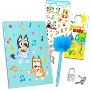 Bluey Diary with Pen Set - Bluey Notebook Bundle with Mini Bluey Journal, Stickers, Pen, More for Kids, Girls | Bluey Diary Stationery Kit