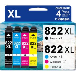 822xl Ink Cartridges Remanufactured Replacement for Epson 822 XL T822XL Ink Cartridge Use with Workforce Pro WF-3820 WF-3823 WF-4820 WF-4830 WF-4833 WF-4834 Printer (Black Cyan Magenta Yellow)