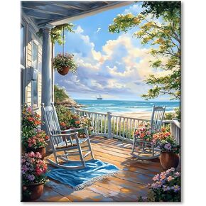 LZLHDE Landscape Diamond Art Kits for Adults, Diamond Painting Kit DIY Round Full Drill Painting Gem Art and Crafts for Adults Home Wall Decor12x 16 Inch