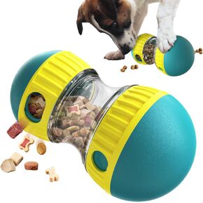 Dog Interactive Toys Adjustable Food Dispenser Tough Slow Feeder Ball Treat Dispenser Dog Toys Puzzles Feeder for Small Medium Large Dogs to Keep Them Busy (Yellow)