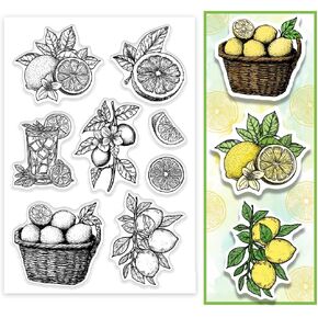 PH PandaHall Lemon Clear Stamps for Card Making Fruit Drinks Transparent Silicone Stamps DIY Scrapbooking Decorations Paper Crafting Stamp for Journal Card Scrapbooking Photo Album Decoration