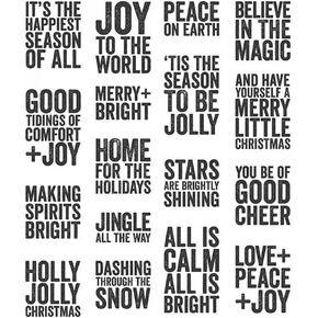 Hoilday Warm Wishes Words Phrase Christams Stamps for Card Making DIY Scrapbooking Peace on Earth,Joy to the Worlds,Merry Bright,Jingle Alphabets Transparent Silicone Stamp for Paper Crafting Arts
