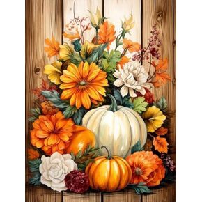 MBNTJHT Autumn Diamond Painting Kits for Adults,DIY Fall Pumpkin Diamond Art Kits for Beginners,5D Full Drill Round Gem Art Painting Craft for Home Wall Decor 12x16 Inch