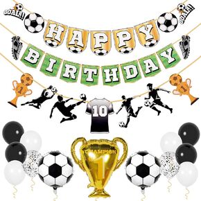 Pirese Soccer Birthday Party Decorations Kit – Soccer Happy Birthday Banner, Balloons, Soccer Themed Party Decorations, Soccer Birthday Decor, Soccer Party Supplies for Boys, Girls, Kids, Sports Fans