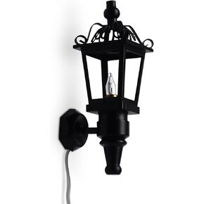 1:12 Scale Miniature 12 Volt Wired Black Nickel Coach Lamp Set