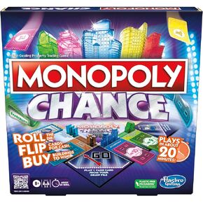 Monopoly Chance Board Game for Adults and Kids | Fast-Paced Family Party Game | Ages 8+ | 2-4 Players | 20 Mins. Average (Amazon Exclusive)