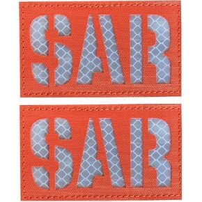 2 Pack Reflective Search and Rescue Orange SAR Patch CSAR Combat Search and Rescue Tactical Hook Patch