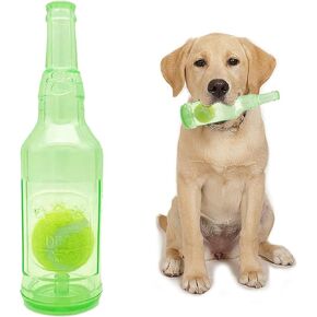 لعبة الكلب متين زجاجة متين - Crunch & Play Tennis Ball in Bottle Chew Toy لمضغات عدوانية - مثالية للكلاب الصغيرة والمتوسطة والكبيرة