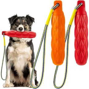2 Pcs Floating Dog Toys Bumper with Throw Rope Retriever Training Puppy Pool Toys Standard Size Water Interactive Chew Toy for Duck Dog Hunting Training Outdoor Pool Activities