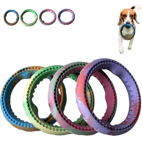 4Pcs Tough Durable Ring Toy for Dogs Tug Ring Strong Rubber Dog Fetch Toy for Small Medium Breeds Multi-Color Pack of 4