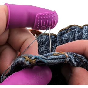 Thik-Grip Presbles (3) + حماة الأصابع القياسية (6) | 9 حزمة | سيليكون غير لاصقة حصيرة (1) | حامل الإبرة معصم (1) - للغراء الساخن | الخياطة | الحرف | شعر - تحجيم المرأة