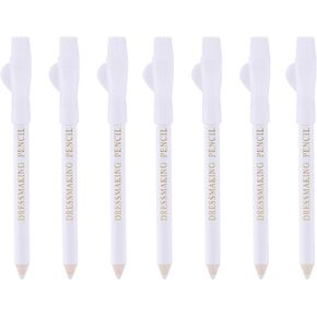 BOXOB 7Pcs Fabric Markers for Sewing, White Tailor Chalk Pencils Fabric Marking Pen for Quilting Sewing Dressmaking DIY Crafts, Water Soluble Tracing Tools