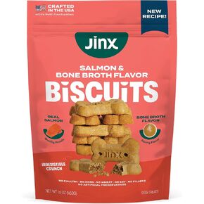 Jinx Salmon Bone Broth Biscuits Crunchy Dog Treats - 16oz