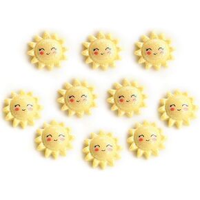 Glitter Sun Flatbacks (10pcs): Resin Cabochons for Jewelry, Crafts & Hair Clip Embellishments (Adult Crafting)
