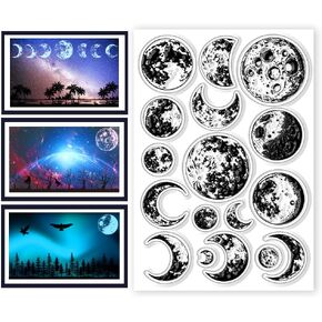 CHGCRAFT Clear Stamps Realistic Moon Phase Silicone Transparent Stamp Silicone Stamps Seals for DIY Scrapbooking Journaling Photo Album Decorative