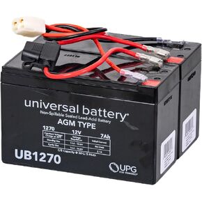 AlveyTech 24 Volt Battery Pack for the Razor Dirt Quad Electric ATV (7 Ah, All Versions) - Replacement Set of 2 Premium Rechargeable AGM Batteries with Wiring Harness, Four-Wheeler 24V System Only