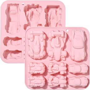 KitBeads 2Pcs Vehicle Silicone Molds 3D Sport Car Shaped Molds Pink Color Race Car Fondant Molds for Baking DIY Handmade Soap Candle Resin Crafts