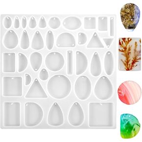 Resin Keychain Molds,38 Cavities Epoxy Molds Silicone,Resin Jewelry Mold,UV Mold for Keychain Pendant Jewelry Making(Various Shapes)