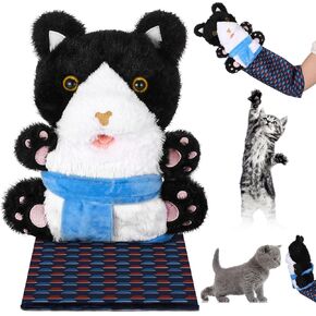 Cat Wrestler, Cat Wrestling Glove Puppet, with Padding for Safe and Fun Interactive Play, Relieve Boring Games(Black White)