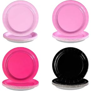Grencian 60Pcs Pink Race Car Party Decorations 9" Racing Party Decorations Pink Black White Checkered Racing Car Paper Plates Disposable for Girls Birthday Baby Shower Race Themed Par-ty Supplies