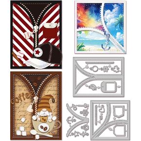 GLOBLELAND Zipper Border Cutting Dies for Card Making Metal Die Cuts Clothes Zipper Background Cutting Dies Templates for Scrapbooking Journal Embossing Paper Craft Decor