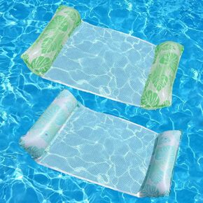 EWUVP Pool Floats Adult, Inflatable Pool Floats, 4-in-1 Multi-Purpose Rafts Lounger Water Hammock for Swimming Pool, Thick PVC Pool Floaties for Adults Vacation