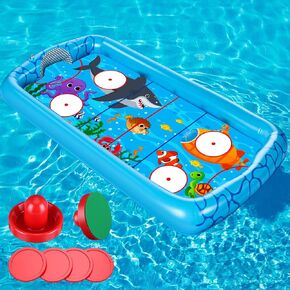 ShinyRelief Inflatable Pool Hockey Game Set for Kids, Floating Pool Toy with Puck and Pushers 65 x 33 in Water Swimming Training Game Toys for Boy Girl Teen Adults Summer Celebration(Classic)