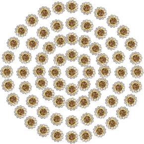 PATIKIL 100 Pcs Sew on Rhinestones Crystals 10mm 2 Layers Sewing Sunflower Flower Claw Rhinestones Crystals Glass Gems Metal Base for Wedding Dress Clothes Crafts Decoration, White