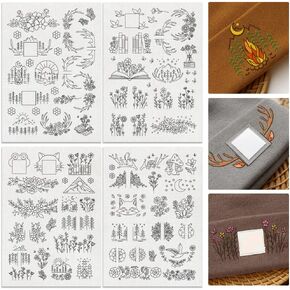 56pcs Mountain Flower Flower Vine Pattern Pattern Pattern ، 8.3 "x11.7" Deer Antler Book Standlu stick and Stitch Progroidery ، 4 Sheets Tree Hat Water Hand Thering Diy Paperery Paperer