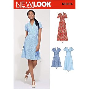 Newlook New Look Pattern N6594 Misses' Dress in Three Lengths, Paper, White, Various