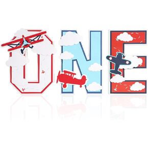 Airplane Wooden One Letter Sign -Time Flies Party Decorations, Airplane 3D Letters, Fighter Pilot Table Topper, For Anniversary Party Shower Table Sign, Vintage Airplane First Birthday