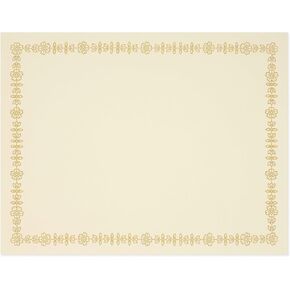 Hamilco Cream Color Vellum Certificate Cardstock Paper with Raised Print Border – 8 1/2 x 11" 65 lb Cover Card Stock for Printer - 50 Sheets