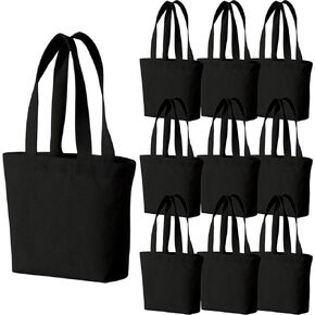 10×8×3 Inch - Small Canvas Tote Bags for Kids Mini Gift Bulk for Painting DIY Arts & Crafts Thick Fabric Bland Bags