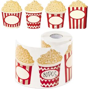 Popcorn Name Tag Stickers - Back to School Sticker Roll Classroom Decoration Name Tags Labels Decals Preschool Elementary Supplies DIY Nameplate Stickers for Classroom Office Desk Wall Decor