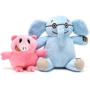 Pair of Elephant & Piggie Plush Toys Soft Stuffed Animal Mo Willems Elephant and Pig Kids Toys Boy Girl Home Decor Adorable Ultra-Soft Classics Comfort 7" & 5" Sitting