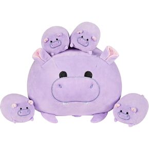PEACH CAT Red Panda Stuffed Animals 1 Mommy 15.7" Plushies with 4 Cute Babies Inside, 5 Pieces Plush Toys Set Gifts for Kids