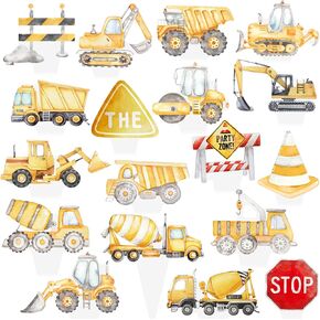48Pcs Construction Cupcake Toppers Construction Birthday Party Dump Truck Theme Party Cupcake Picks Decorations for Traffic Zone Theme Birthday Party Baby Shower Supplies