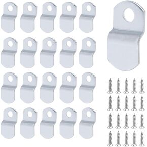 T Tulead 1/8" Canvas Clips for Picture Framing Single Hole, Offset Canvas Clips Pack of 20 with Screws