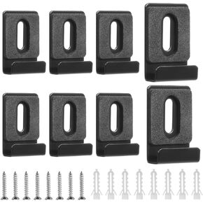 8 PCS Metal Mirror Holder Kit, Black Silver Stainless Steel Mirror Brackets for Hanging on Wall Duty Mirror Hanger Bracket Retainer Clips with Screws for Frameless Mirror Billboard Displays