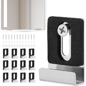 12 Pcs Metal Mirror Holder Clips, Mirror Clips Wide Channel Mirror Holder Frameless Mounting Hardware Hooks, Wall Mounting Mounting Clips with Screws Mirror Hangers Retainer Clips