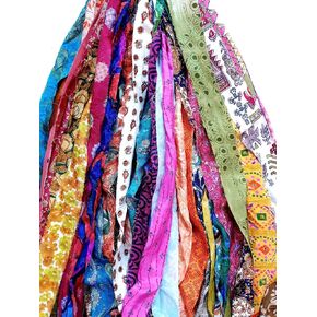 21 Yards Unstitched Recycled Sari Silk Yarn Ribbon Tassels 21 Strips SKEINS Shades Recycled Journal Scrapbook Craft Project Decor DS360