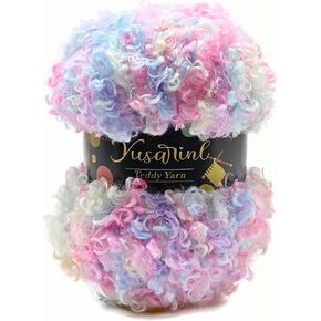 (32 Colors Available) Yusarinl Teddy Bear Yarn,Fuzzy Yarn for Crochet Polyester Plush Fur for Crafts Fluffy Fuzzy for Knitting(3.35 oz, 40 yds)-Cotton Candy