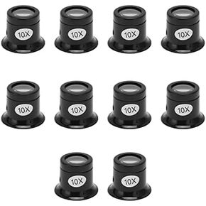 10PCS 10X Watchmaker Loupe,Portable Watch 10X Jewelers Loupe,Profession Optical Eye Loop for Watchmakers Repair Eye Loupe Glass Tools Jewelry Inspection Detailed Work
