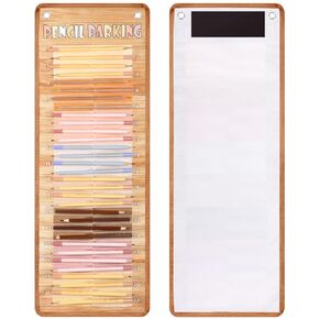 Fuutreo Pencil Parking Pocket Chart Pencil Dispenser Organizer Holder Nylon Fabric with Grommets and Magnetic Strip for Kids Teachers Classroom School Storage Supplies(Vintage,Blue)